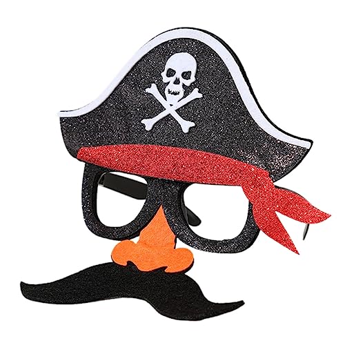 JEWEDECO Piratenmaske Piraten-gesichtsmaske Blöde Sonnenbrille Piraten-halloween-kostüm Cosplay-piraten-accessoires Halloween-trick Halloween-piratendekorationen Im Freien Piratenbart Filz von JEWEDECO