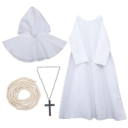 JEWEDECO Priesterkleidung Halloween-Renaissance-Gewand Halloween-Mönchsrobe Kap one Piece Kleidung one Piece Klamotten Herrenbekleidung Renaissance-Kostüm Cosplay-Mönchsrobe Polyester Weiß von JEWEDECO