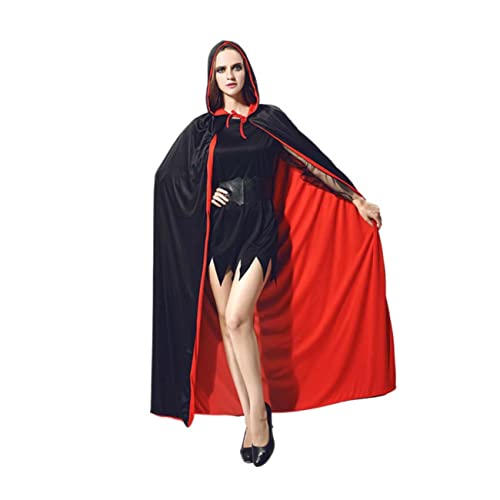 JEWEDECO Reversibles Halloween Kostüm Schwarz Mit Kapuze Todesumhang Und Maskerade Für Männer 150 cm Ideales Party Outfit Für Halloween Und Karneval von JEWEDECO