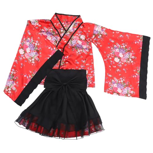 JEWEDECO Traditionelles Japanisches Dienstmädchenkleid Kimono Cosplay Outfit Rot Größe M Für Damen Perfekt Für Karneval Cosplay Und Thematische Veranstaltungen von JEWEDECO