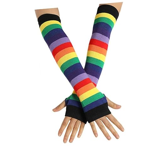 JEWEDECO Warme Beinstrümpfe & Handschuhe Für Damen Bunte Oberschenkelhohe Socken & Handschuhe Für Kostüme 2 Stück von JEWEDECO