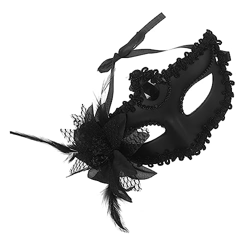 JEWEDECO halbe Gesichtsmaske aus Spitze Ballsaal-Maske Maskerade Masken antike Augenmaske Kostüm venetian mask women Maskerade-Spitzenmaske Halloween-Zubehör ，。 Black von JEWEDECO