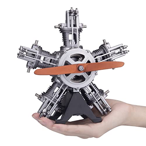 JGDLBXJY 5-Zylinder-Radialmodellbausatz, der funktioniert, 1:6 Vollmetall-Radial-Flugzeugmodellbausatz, Simulation eines elektrischen Modells, wissenschaftliches Experiment, Physikspielzeug von JGDLBXJY