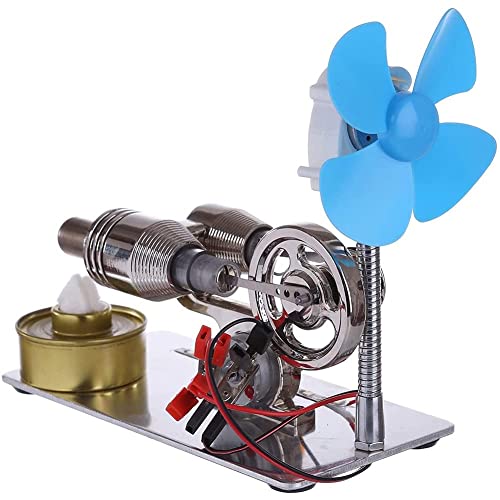 JGDLBXJY Stirling-Kit, γ-Typ-Stirling-Generator-Modell aus Metall, Stromgenerator mit Lichtleiste und Ventilator, Geschenk für physikalische Experimente für Erwachsene und Kinder, von JGDLBXJY