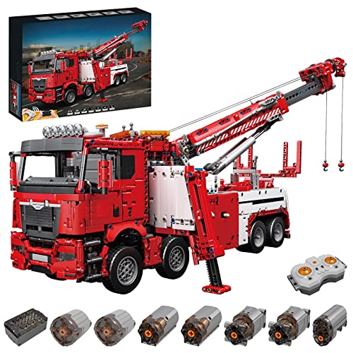 JGDLBXJY Technik LKW Bausteine, 2,4 GHz/App Technik Feuer Modell, 4883+ Klemmbausteine Technik LKW Kran mit 7er Bausatz kompatibel mit Lego Technic von JGDLBXJY