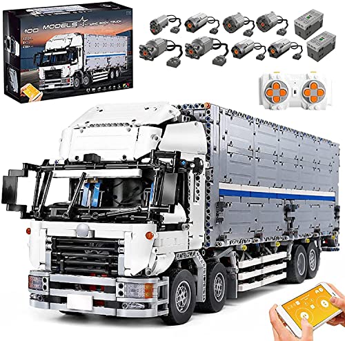 JGDLBXJY Technik-Truck mit Container-Bausteinen, 2,4 GHz/App, Luxus-Truck-Bauset mit 6 s, 4166 Teile, Technik-Klemmbausteine, kompatibel mit Lego Technic von JGDLBXJY