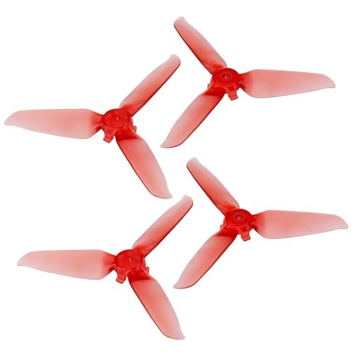 JGHFReW 4-teiliges Schnellspann-Propeller-Set Kompatibel mit FPV-Drohne, kompatibel mit Zubehör zur Geräuschreduzierung mit DREI Blättern(2pairs Color red) von JGHFReW