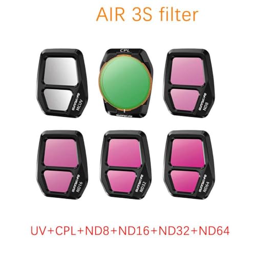 JGHFReW ND-Filter-Kit Kompatibel mit Air 3S-kompatibles optisches Glas MCUV ND8 ND16 ND32 ND64 CPL-Zubehör(UV CPL ND 8 16 32 64) von JGHFReW