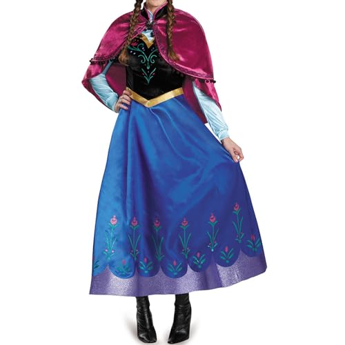 JGZGCG Damen Anna Prinzessin Kleid mit Perücke Schneekönigin Verkleidung Prinzessin Anna Cosplay Kostüm Weihnachten Halloween Karneval Party Bühnenauftritt Kostüm für Erwachsene von JGZGCG