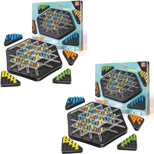 Kettendreieck-Schachspiel, Triggle-Gummiband-Spiel, Kettendreieck-Schach, kreatives lustiges Kettendreieck-Spiel, Ketten-Dreiecksschach-Desktop-Puzzlespiel,2PCS von JHDZ
