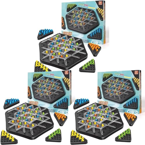 Kettendreieck-Schachspiel, Triggle-Gummiband-Spiel, Kettendreieck-Schach, kreatives lustiges Kettendreieck-Spiel, Ketten-Dreiecksschach-Desktop-Puzzlespiel,3PCS von JHDZ