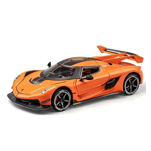 JHEONC Druckguss Simulation Modell 1:24 Für Jesko Sport Legierung Auto Modell Simulation Rad Zurückziehen Supercar 4 Türen Geöffnet Klassische Display Hobby Ornament Display(Orange) von JHEONC