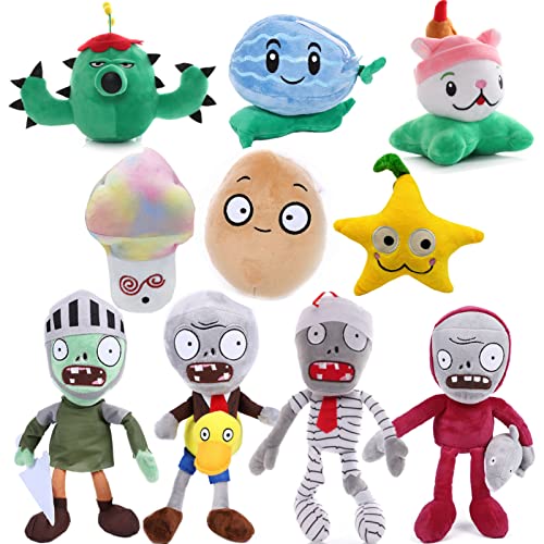 JHESAO 10 Stück Pflanzen und Zombies Plüsch-Zombies-Pflanzensets, Spielzeug, 1 2 gefüllte weiche Puppe, PVZ-Plüschfigur, Puppe von JHESAO