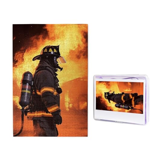 Feuerwehrmann Flamme Puzzle 1000 Teile Holzpuzzle Personalisiertes Fotopuzzle für Erwachsene Bilderpuzzle Benutzerdefiniertes Puzzle Hochzeitspuzzle für Geburtstag Valentinstag Jahrestag von JHLMN