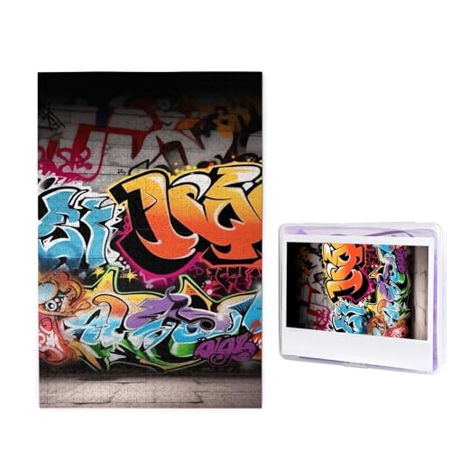 Graffiti Hip Hop Puzzles 1000 Teile Holzpuzzle Personalisiertes Fotopuzzle für Erwachsene Bilderpuzzle Benutzerdefiniertes Puzzle Hochzeitspuzzle für Geburtstag Valentinstag Jahrestag von JHLMN