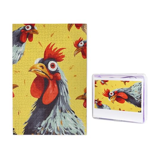 Kunst Huhn Malerei Puzzles 1000 Teile Holzpuzzle Personalisiertes Fotopuzzle für Erwachsene Bilderpuzzle Benutzerdefiniertes Puzzle Hochzeitspuzzle für Geburtstag Valentinstag Jahrestag von JHLMN