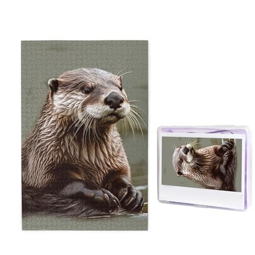 Otter Tierpuzzle 1000 Teile Holzpuzzle Personalisiertes Fotopuzzle für Erwachsene Bilderpuzzle Benutzerdefiniertes Puzzle Hochzeitspuzzle für Geburtstag Valentinstag Jahrestag von JHLMN