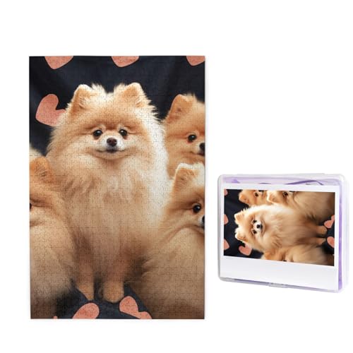 Pomeranians Puppies Jigsaw Puzzles 1000 Teile Holzpuzzle Personalisiertes Fotopuzzle für Erwachsene Bilderpuzzle Benutzerdefiniertes Puzzle Hochzeitspuzzle für Geburtstag Valentinstag Jahrestag von JHLMN