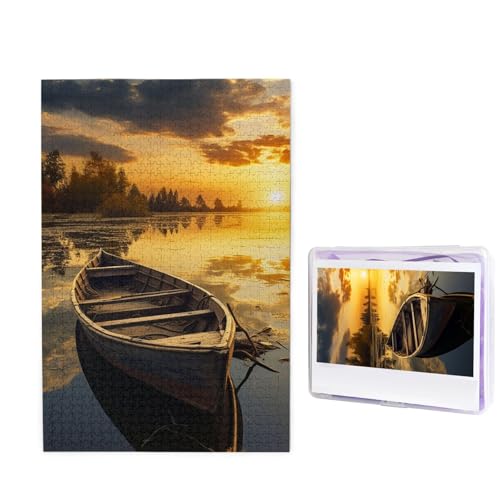 River Sunset Wooden Boat Jigsaw Puzzles 1000 Pieces Wooden Puzzle Personalized Photo Puzzle for Adults Picture Puzzle Custom Puzzle Wedding Puzzle for Birthday Valentines Day Anniversary von JHLMN