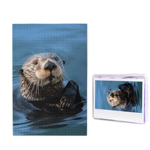 Sea Otter Puzzle 1000 Teile Holzpuzzle Personalisiertes Fotopuzzle für Erwachsene Bilderpuzzle Benutzerdefiniertes Puzzle Hochzeitspuzzle für Geburtstag Valentinstag Jahrestag von JHLMN