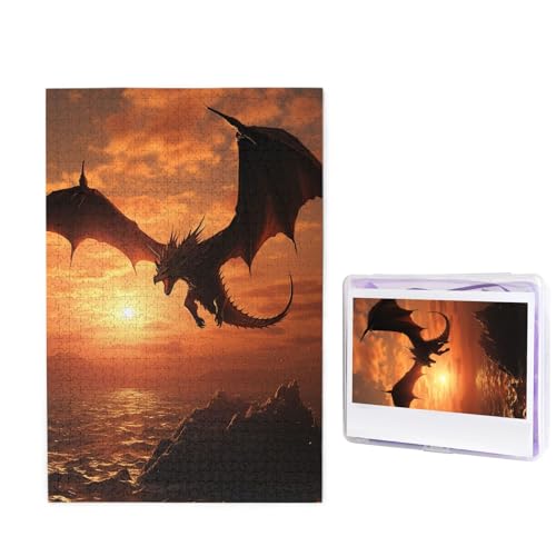 Sea Sunset Flying Dragon Jigsaw Puzzles 1000 Pieces Wooden Puzzle Personalized Photo Puzzle for Adults Picture Puzzle Custom Puzzle Wedding Puzzle for Birthday Valentines Day Anniversary von JHLMN