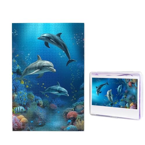 Underwater World Delfine Coral Jigsaw Puzzles 1000 Pieces Wooden Puzzle Personalized Photo Puzzle for Adults Picture Puzzle Custom Puzzle Wedding Puzzle for Birthday Valentines Day Anniversary von JHLMN