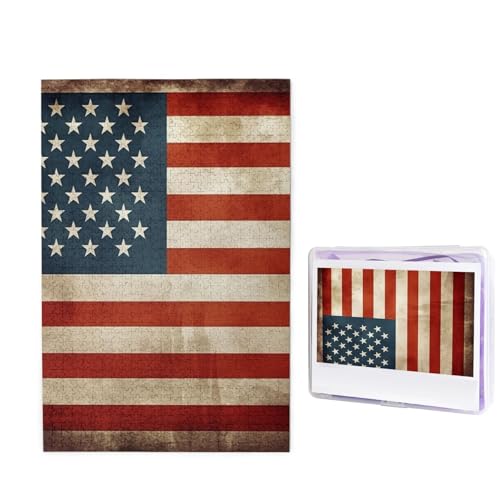 Vintage American USA Flag Jigsaw Puzzles 1000 Pieces Wooden Puzzle Personalized Photo Puzzle for Adults Picture Puzzle Custom Puzzle Wedding Puzzle for Birthday Valentines Day Anniversary von JHLMN