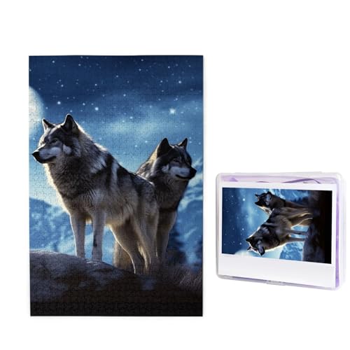 Wolfs Puzzle 1000 Teile Holzpuzzle Personalisiertes Fotopuzzle für Erwachsene Bilderpuzzle Benutzerdefiniertes Puzzle Hochzeitspuzzle für Geburtstag Valentinstag Jahrestag von JHLMN