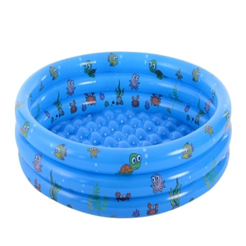 Aufblasbares Schwimmbad 130 cm DREI-Ring-aufblasbares rundes Schwimmbecken-Polsterbecken for zu Hause, verdicktes aufblasbares Schwimmbecken Schwimmbad Kinder(Blue) von JHMYOB