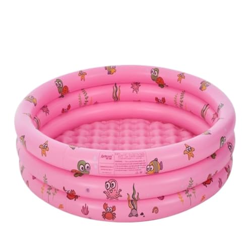 Aufblasbares Schwimmbad 130 cm DREI-Ring-aufblasbares rundes Schwimmbecken-Polsterbecken for zu Hause, verdicktes aufblasbares Schwimmbecken Schwimmbad Kinder(Pink) von JHMYOB