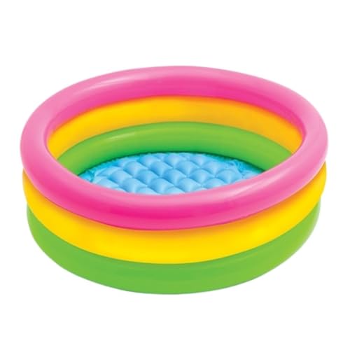 Aufblasbares Schwimmbad Aufblasbarer Pool Haiyun DREI-Ring-Pool Aufblasbarer Pool Runder Planschbecken Mit Blasenboden Schwimmbad Kinder(110cm) von JHMYOB