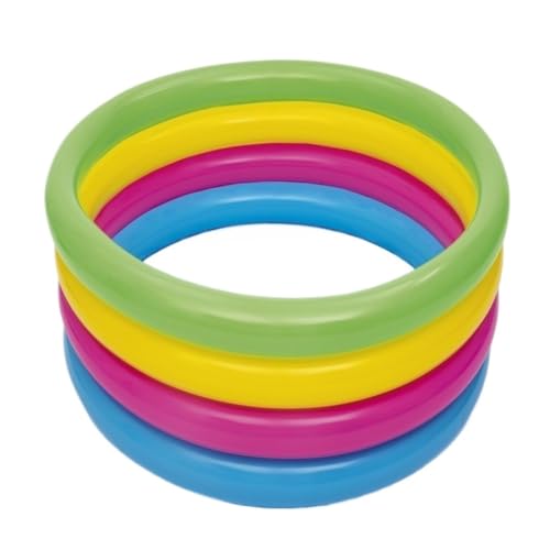 Aufblasbares Schwimmbad Aufblasbares Schwimmbad Vier-Ring-runder Aufblasbarer Pool Regenbogenfarbe Vier-Ring-Schwimmbecken Außenbad Schwimmbad Kinder von JHMYOB