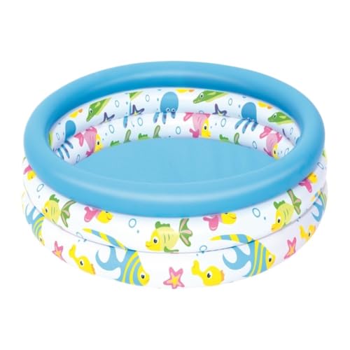 Aufblasbares Schwimmbad Bestway51008 Aufblasbares Schwimmbad, Rundes Planschbecken, Cartoon-Muster, Bedruckt, Babybadewanne Schwimmbad Kinder(122cm*25cm) von JHMYOB