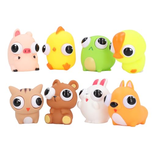 Animal Squeeze Toys mit Pop Out Eye, 8pcs lustige Cartoon Augapfel Pop -Spielzeug für Kinder Erwachsene Stressspielzeug ideales Souvenirs für Geburtstagsfeier von JHS-TECH