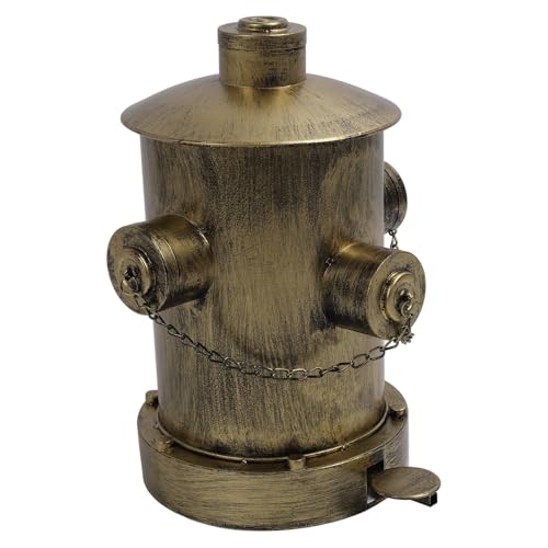 Feuerhydrant -Mülleimer mit Deckel, Eisenkreativer Retro -Müll mit innerem Eimer Vintage große Kapazität Mülldose für Park Garden Home Kitchen 12,6 x 15 x 15,8 Zoll (Gold) von JHS-TECH