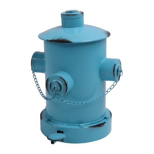 Feuerhydrant -Mülleimer mit Deckel, Eisenkreativer Retro -Müll mit innerem Eimer Vintage große Kapazität Mülldose für Park Garden Home Kitchen 12,6 x 15 x 15,8 Zoll (Hellblau) von JHS-TECH