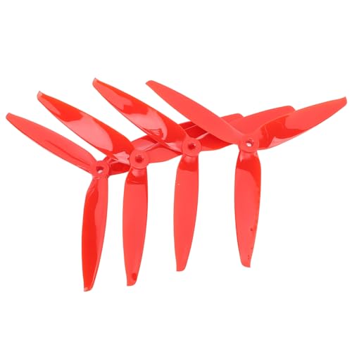 JHS-TECH 3 Drohnenblätter, Hochgeschwindigkeits-FPV-Propeller-Polycarbonat-Drohnenzubehör für 7-Zoll-8-Zoll-FPV-RC-Drohnen, Schwarz (Rot) von JHS-TECH