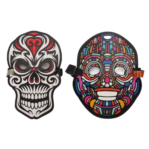 JHS-TECH LED-Maske, Kostüm, Sprachsteuerung, leuchtende LED-Halloween-Maske, verstellbare Größe, fluoreszierende Gesichtsmaske, Halloween für Halloween, Party, Cosplay, Maskerade, 2 Stück von JHS-TECH