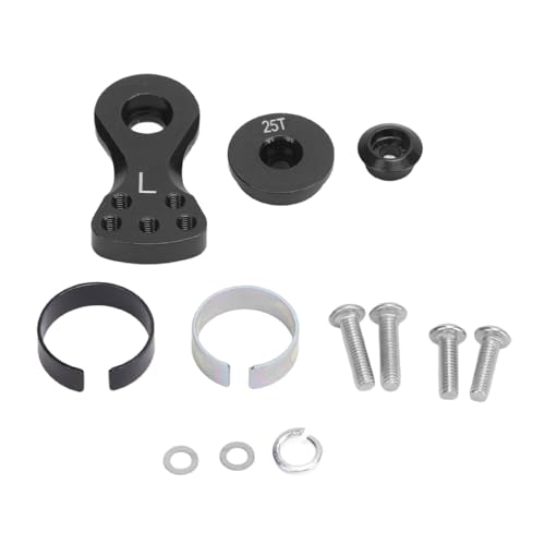 JHS-TECH Rc 25t Servo Saver, einstellbare Kraft Servo Saver Set Rc Aluminiumlegierung L Servoarm Auto Werkzeugsatz für 1/10 ferngesteuertes Fahrzeug, RC Boot (Schwarz) von JHS-TECH