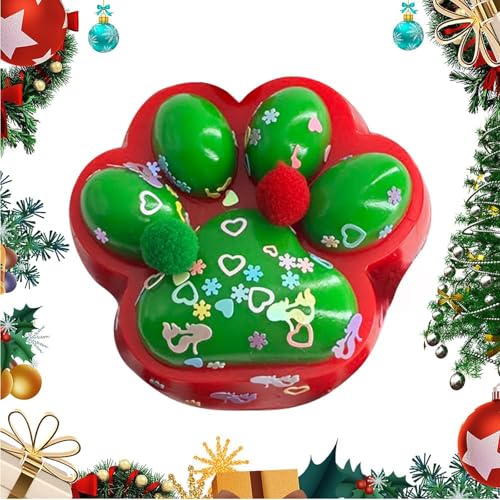 JIABAOZ Christmas Cat Paw Squishy Big, Cat Squishy Quetschspielzeug, Riesiges Squishy Spielzeug zum Stressabbau, Entspannungsspielzeug Katzenpfoten Quetschbälle (C) von JIABAOZ