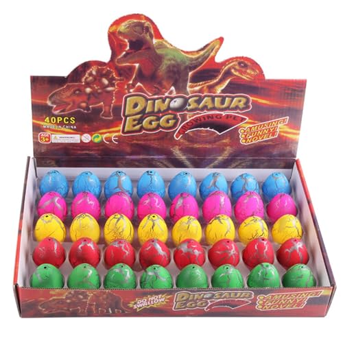 JIABAOZ Dino Eier Schlüpfen, 40Pcs Easter Magic Hatching Growing Dinosaur Eggs, Dino Ei Wasser Schlüpfen, Dinosaurier Eier Spielzeug Für Kinder, Für Junge Und Mädchen (Bunt) von JIABAOZ