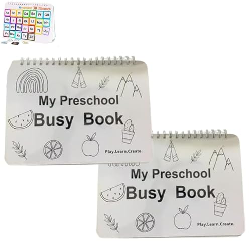 JIABAOZ My Preschool Busy Book, Toddler Busy Book for Kids, Education Workbook Activity Binder Learning, Busy Book Preschool Learning Activities (2 Set) von JIABAOZ