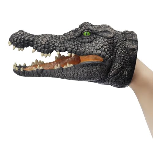 JIAHG 9 Zoll Krokodil Handpuppen Tier Handpuppe weiche Gummihandschuhe Krokodil Spielzeug Alligator Kopf Puppen Rollenspiel Spielzeug für Erwachsene Kinder von JIAHG