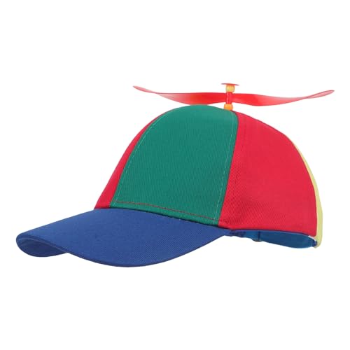 Bunte Propellermütze, Helikopter Cap, Hubschraubermütze Jungen, Hubschrauber Kappe, Propeller Mütze Mädchen,Baseballmütze mit Propeller,Baseball Cap für Kinder, Party Cap (Rot) von JIAHG