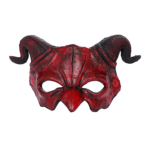 JIAHG Halloween Halbgesichtsmaske gruselige Tiermaske Dämon Halbmaske Oster Horror Kopfbedeckung Schofar Halbgesichts-Kopfschmuck für Halloween Karneval Party Kostüm von JIAHG