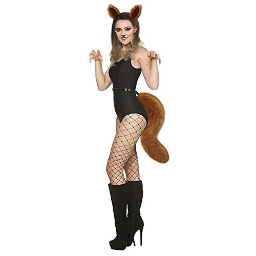 JIAHG Halloween Cosplay Kostüm Katze Ohren und Schwanz Set, Kunstpelz Tier Katze Fuchs Schwanz Ohren Kit, Halloween Haarspange Headwear Damen, Halloween Fasching Karneval Masquerade Cosplay Frauen von JIAHG