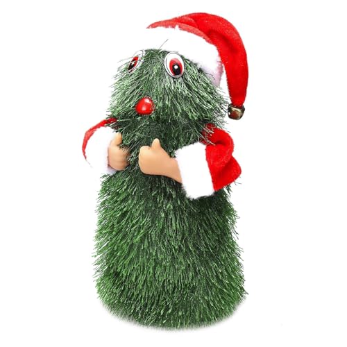 JIAHG Tanzender Christbaum, Singender Tanzender Weihnachtsbaum Weihnachtsbaum mit Kuscheltier Festlicher Weihnachten Deko Swinging Xmas Tree Geschenk für Kinder Erwachsene von JIAHG