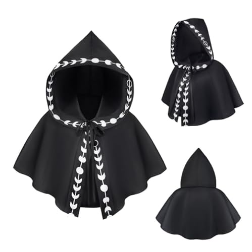 Mittelalter Gugel Halloween Umhang Unisex Gothic Renaissance Hexenmeister Hexe Kapuzenumhang Halloween Rollenspiel Party Umhang Damen Herren Hexe Vampir Kostüm Fasching Karneval Kleidung Zubehör von JIAHG