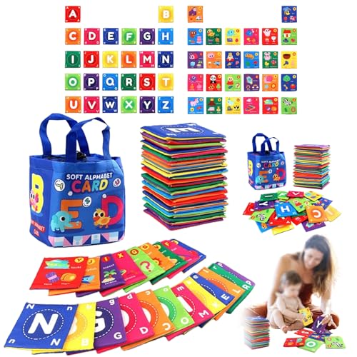 JIALING Early Childhood Enlightenment Book Letters, Soft Alphabet Cards,Creative Soft Alphabet Flash Cards with Storage Bag, for Toddlers Kids Boys Girls Over 0 Years, Washable (Alphabets) von JIALING