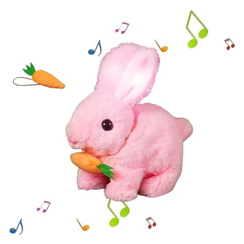 JIALING 2025 New My Realistic Bunny Toy, Realistic Bunny Plush, Glowing Jumping Interactive Bunny Toys, Realistic Bunny Plush Easter Gifts (Pink) von JIALING